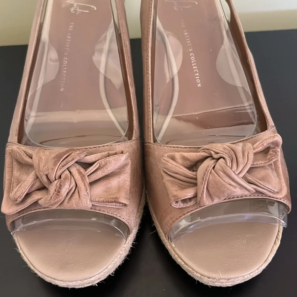 Franco Sarto Heels Womens Slingback Wedge Espadrille Bow Leather